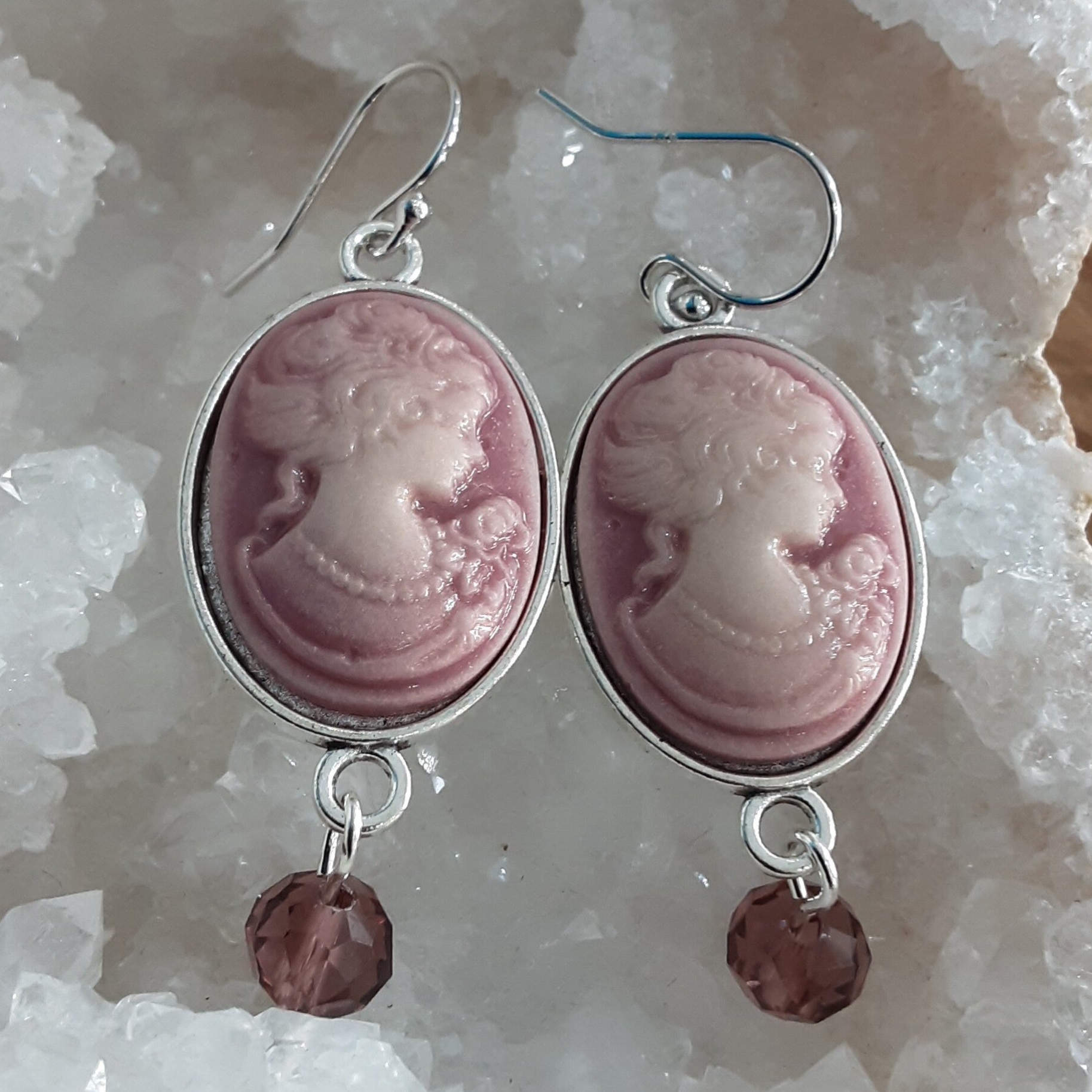 Boucles d'oreilles Camées résine & Argent