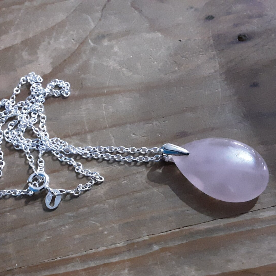 Collier Quartz rose & Argent