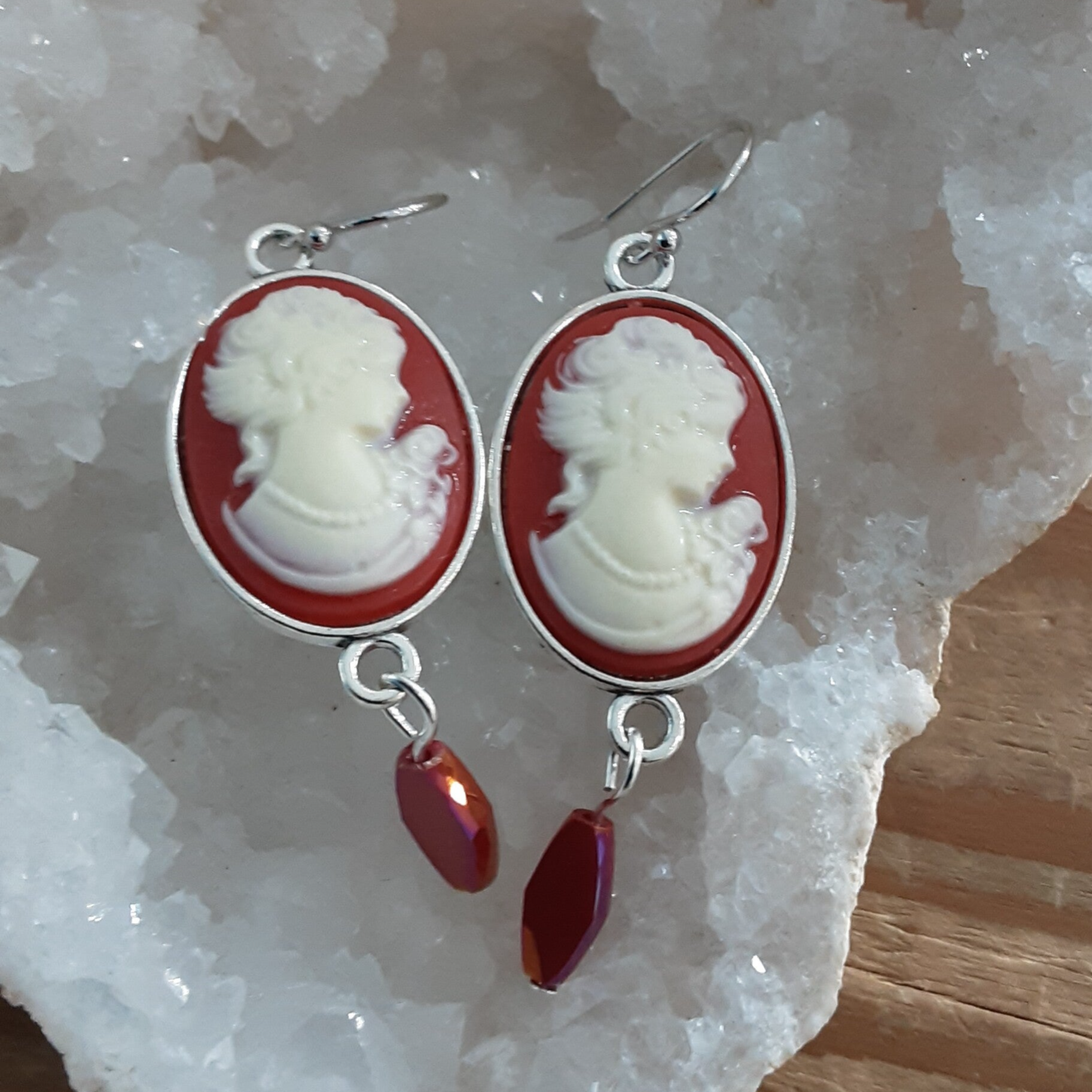 Boucles d'oreilles Camées résine & Argent