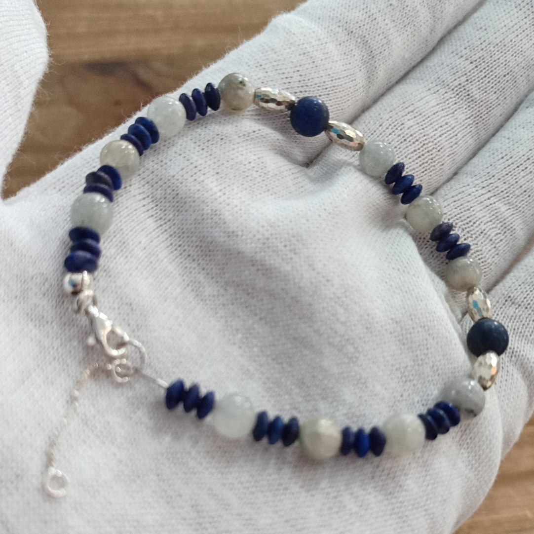 Bracelet Célestine, Lapis Lazuli & Argent