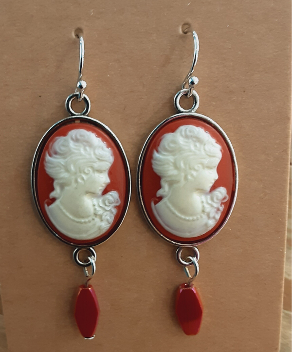 Boucles d'oreilles Camées résine & Argent