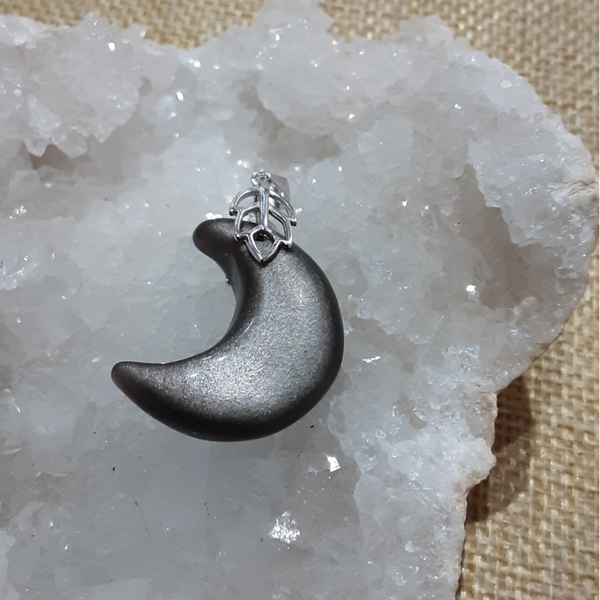 Pendentif "Luna" en Obsidienne Argentée & Argent