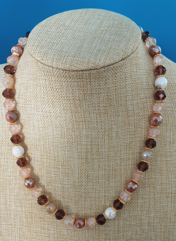 Collier "Aïda" en Agate & perles de verre Tchèque