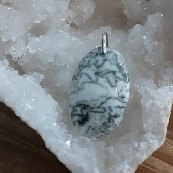 Pendentif Agate Arbre & Argent