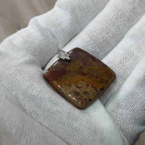 Pendentif Jaspe polychrome & Argent