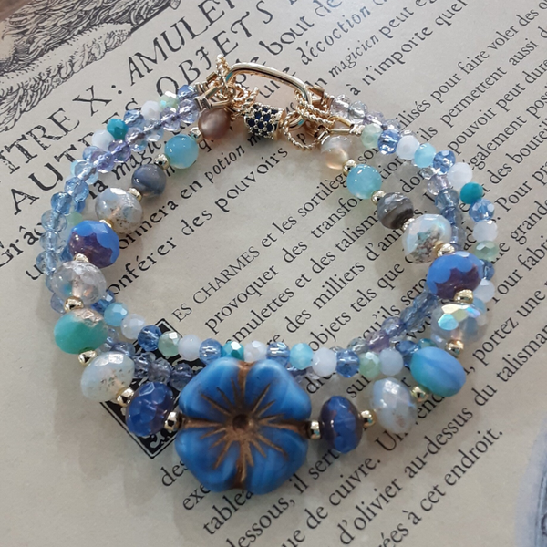 Bracelet "Elyse" en Agate & Perles de Verre Tchèque
