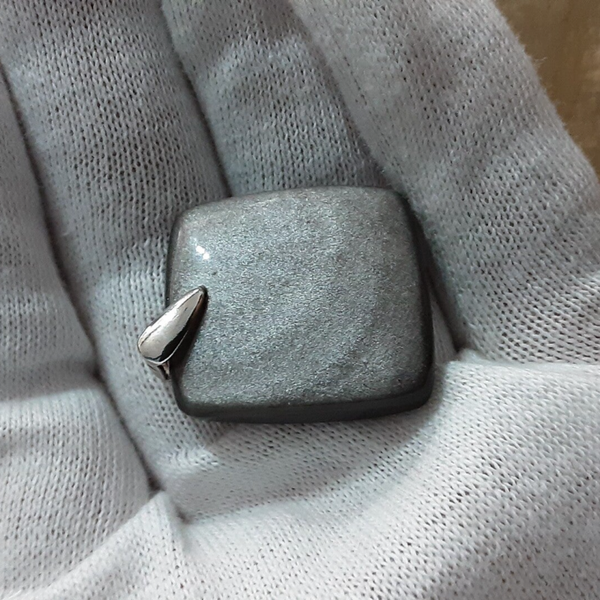 Pendentif Obsidienne argentée & Argent