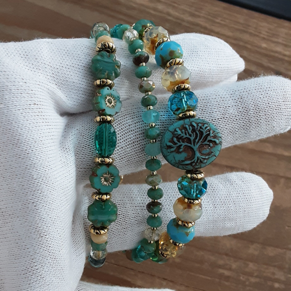 Bracelet "Eliyana" en perles de verre Tchèque