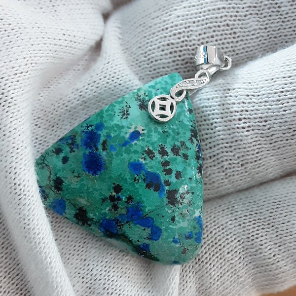 Pendentif Shattuckitte/Azurite & Argent
