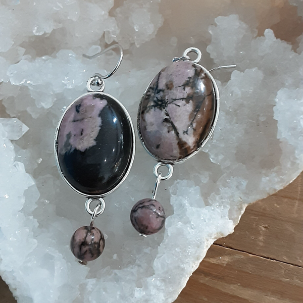 Boucles d'oreilles Rhodonite & Argent