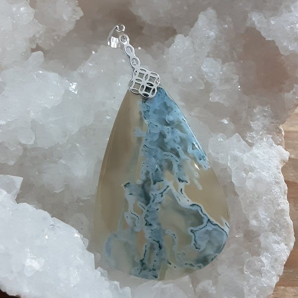 Pendentif Agate Mousse & Argent