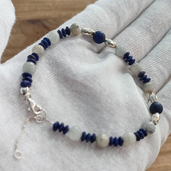 Bracelet Célestine, Lapis Lazuli & Argent