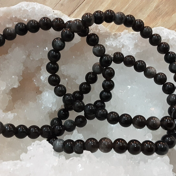 Bracelet Obsidienne Argentée