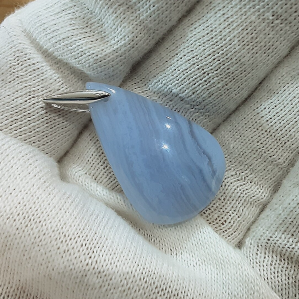 Pendentif Calcédoine bleue & Argent