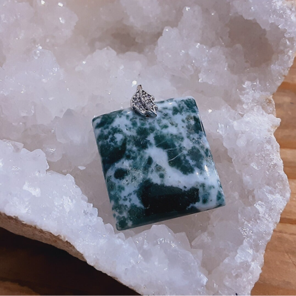 Pendentif Agate Arbre & Argent