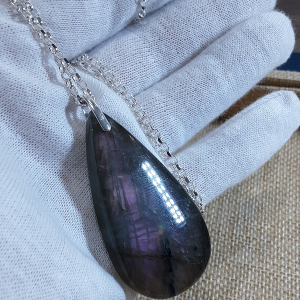 Collier Labradorite & Argent