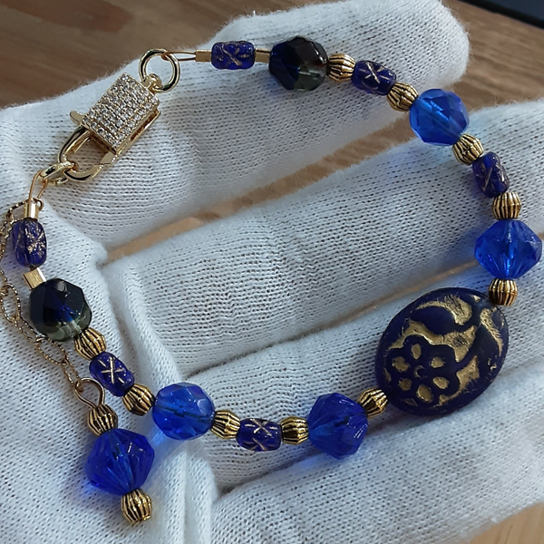 Bracelet "Nuit étoilée" en perles de verre Tchèque