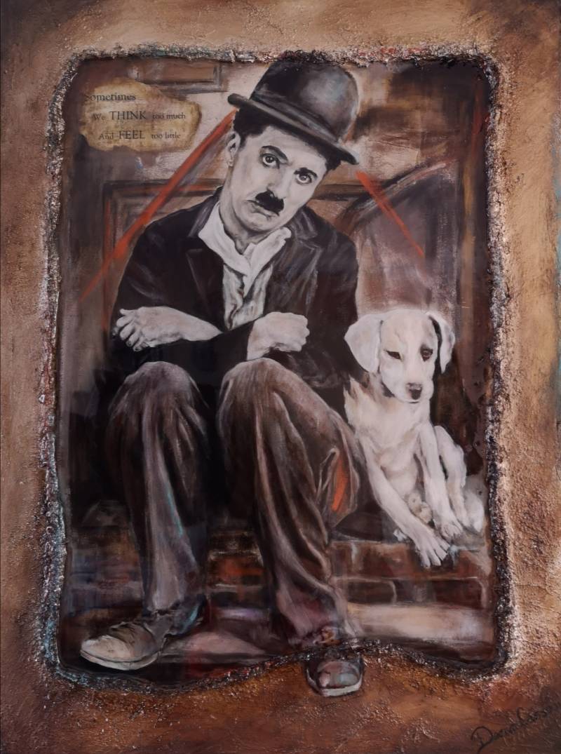 oilpainting Charly Chaplin # olieverfschilderij # vintage #