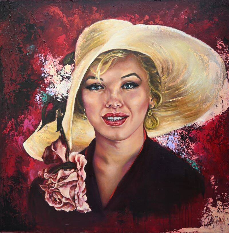 oilpainting Marilyn Monroe with hat # olieverschilderij # vintage #