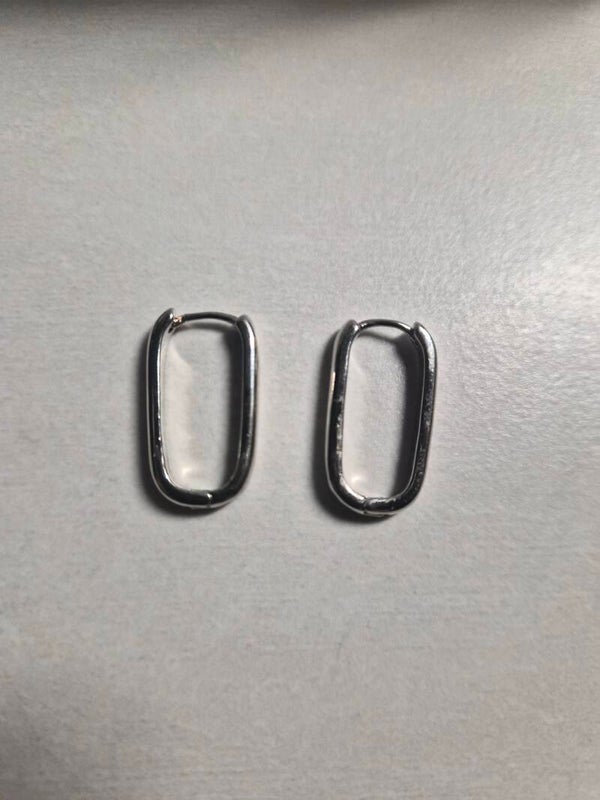 Créoles cercles carrés argent (acier inoxydable) 23mm