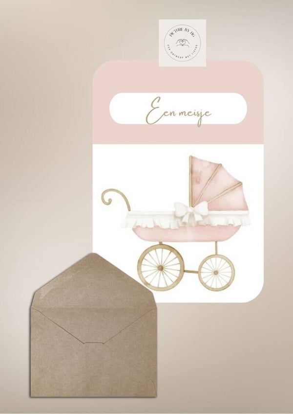 Een meisje wandelwagen