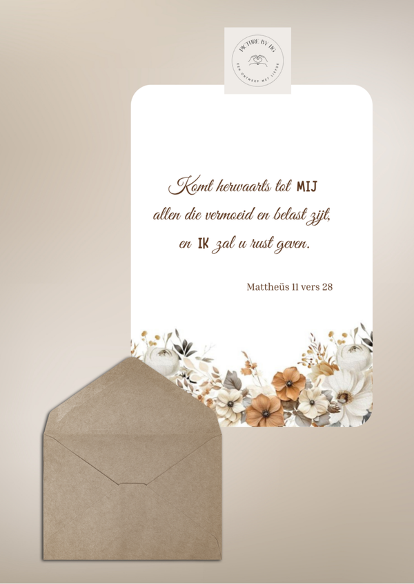 Matth. 11 vers 28 Komt herwaarts tot Mij...