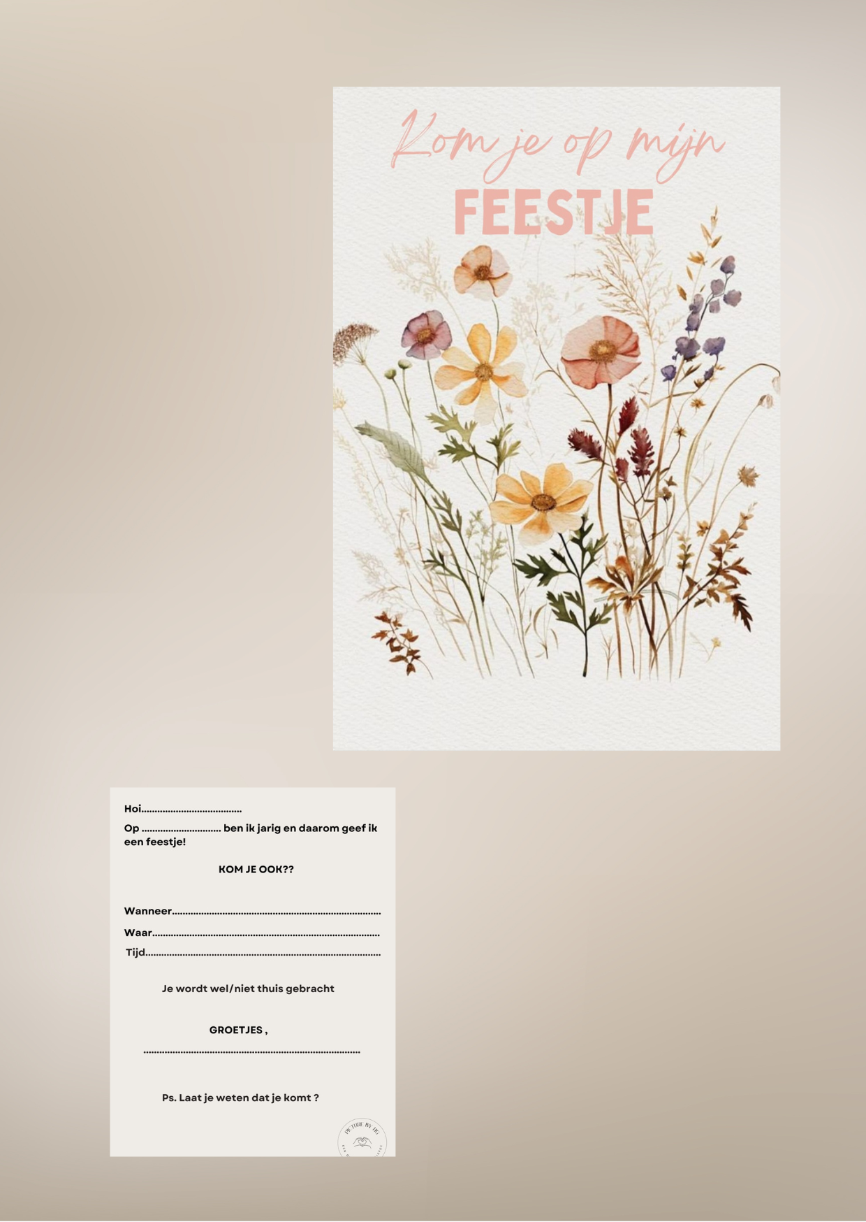 Feestjes kaart bloemen