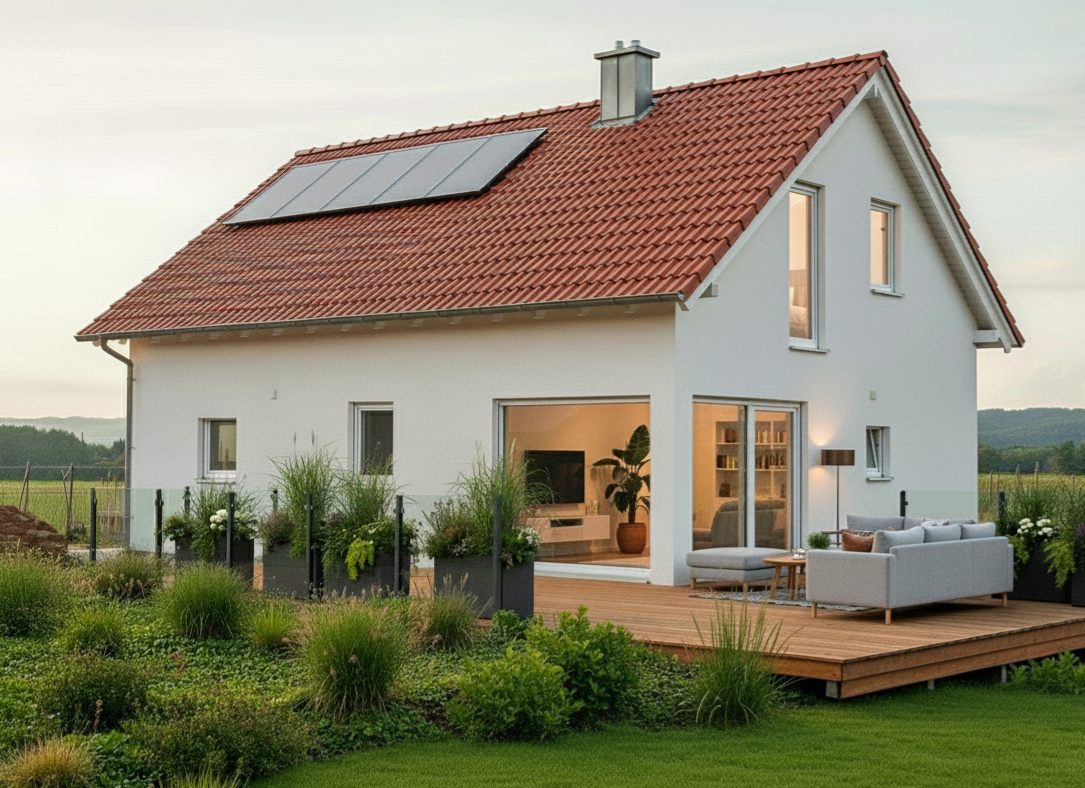 Individuelles Fertighaus bauen in Reichertshofen, Landkreis Pfaffenhofen an der Ilm, moderne Architektur mit nachhaltiger Holzständerbauweise und energieeffizientem Wohnkonzept für Familien in Oberbayern