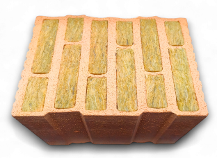 Ziegelstein mit Dämmung aus Mineralwolle
