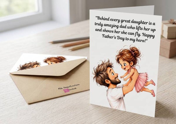 Father's Day Greeting Card – "My Hero" Father & Daughter Keepsake
