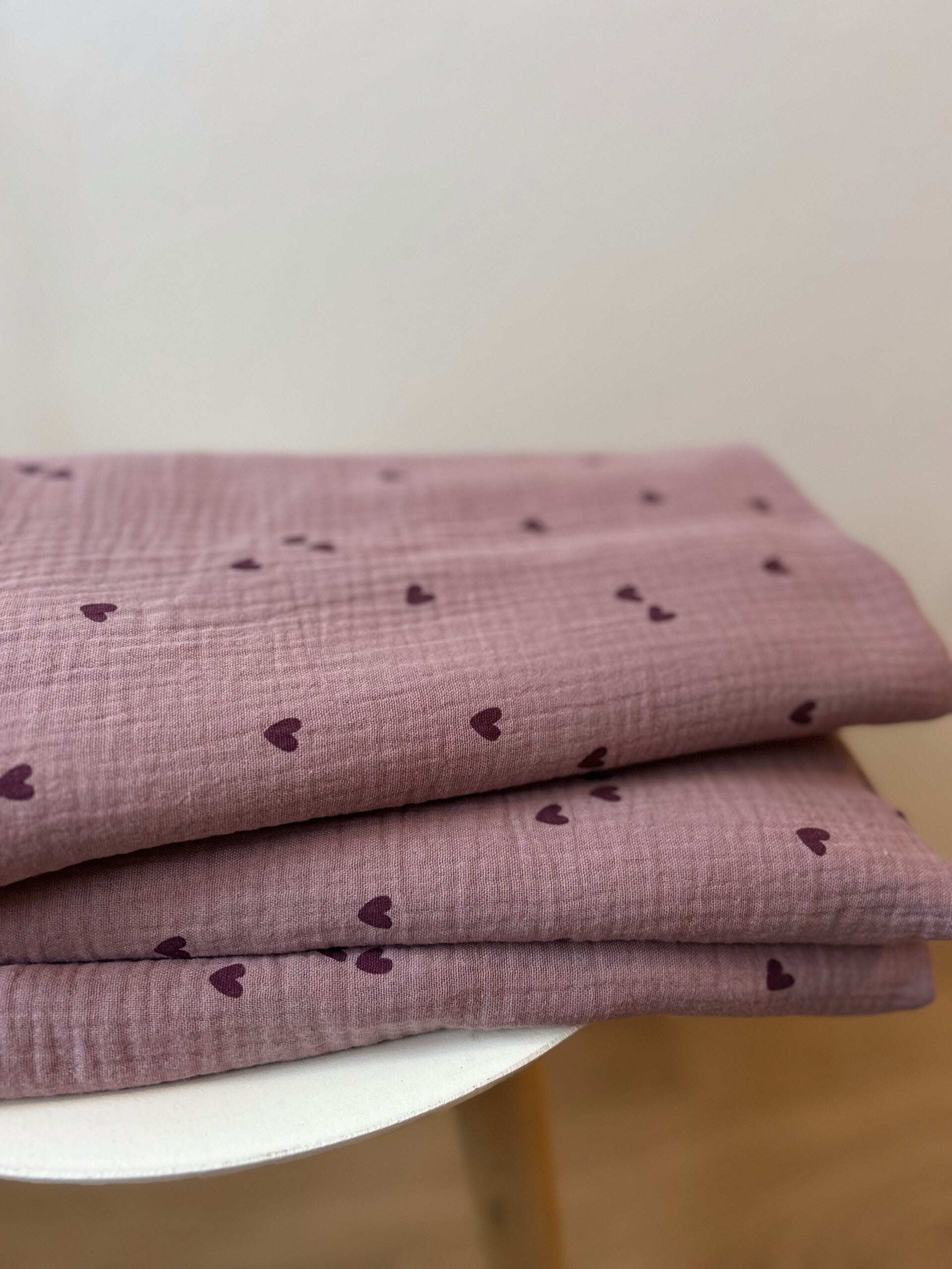 Hydrofiele doek XL hartjes Mauve - Lieve Muis