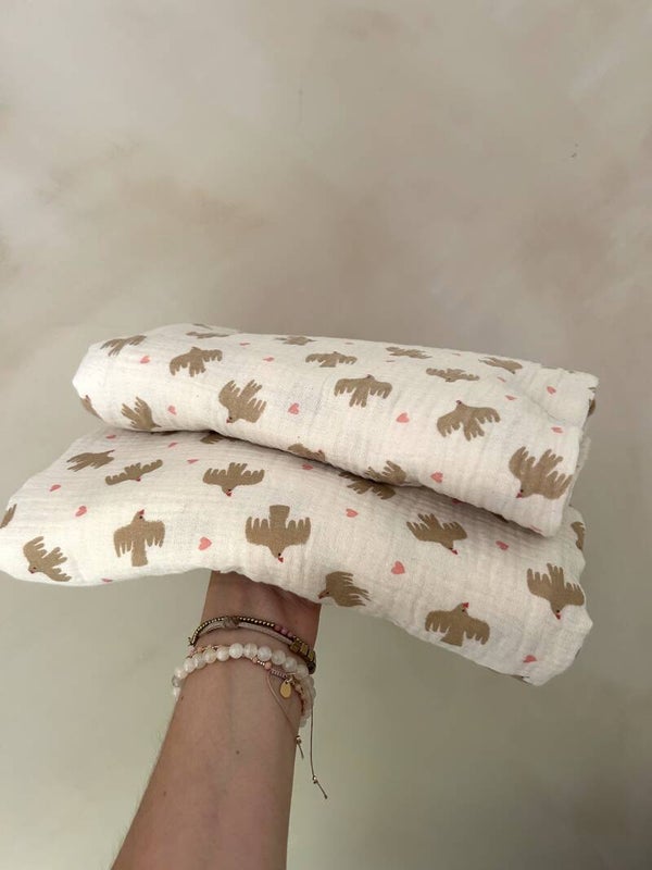 Hydrofiele doek XL - vogels - Lieve Muis