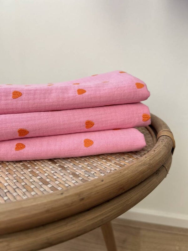 Hydrofiele doek XL Hartjes Roze - Lieve Muis