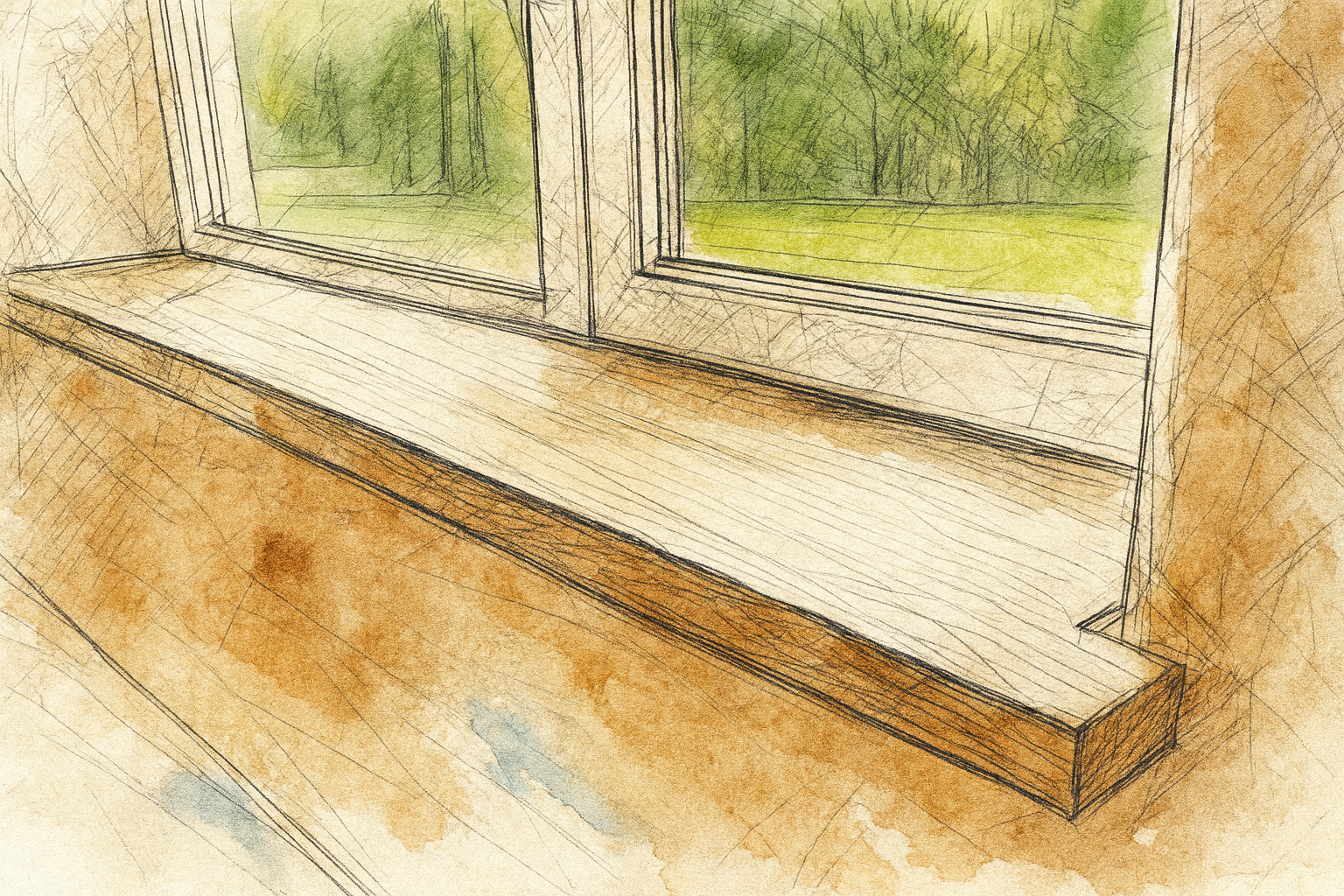 Maatwerk schets vensterbanken