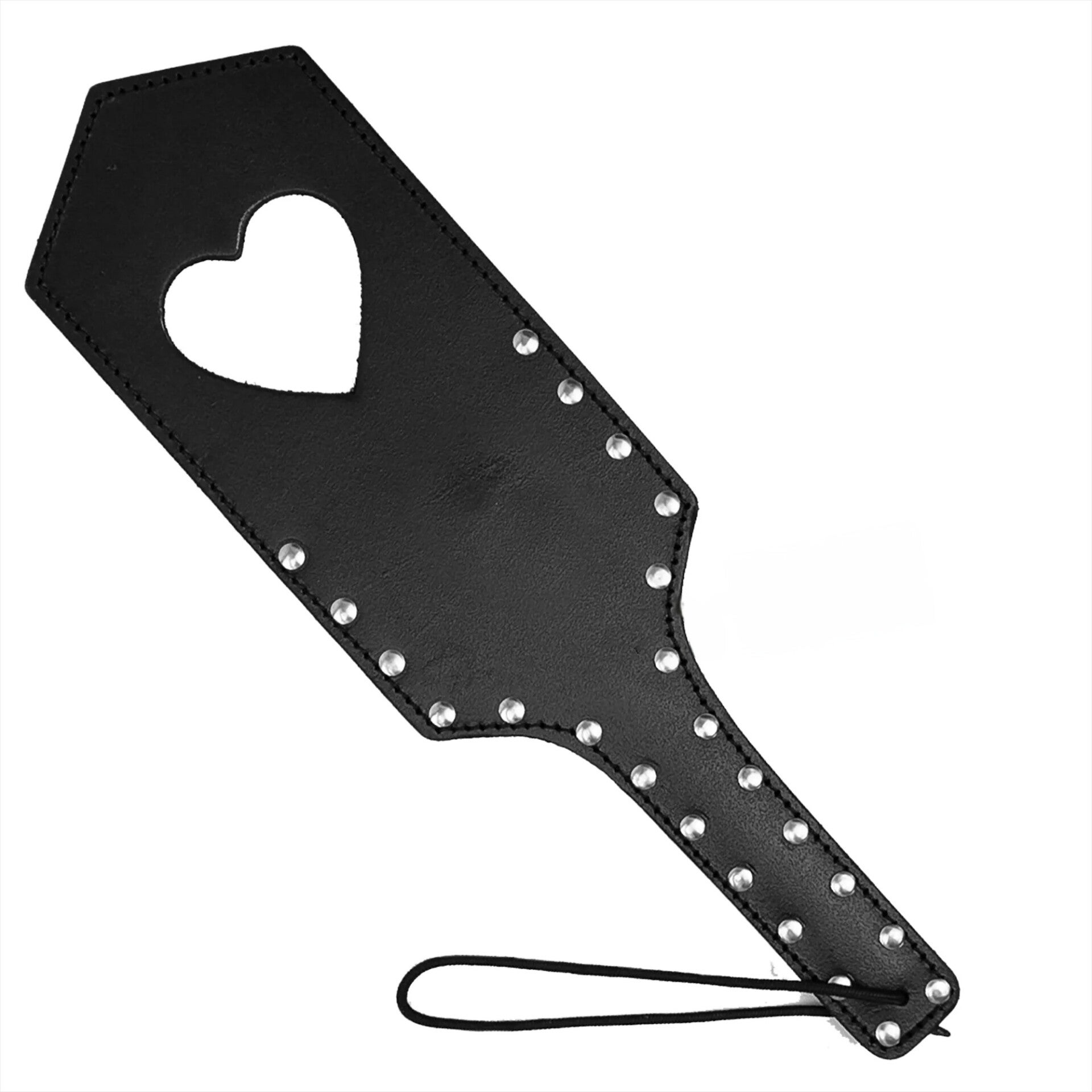 Schwarzes Leder Spanking Paddel - Herz ausgeschnitten BDSM Paddel
