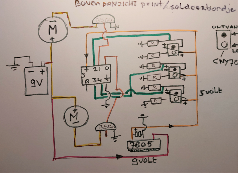 schema simpele attiny lijnvolger