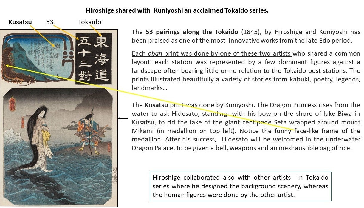 Kusatsu, 53 pairings along the Tokaido 1845, Horoshige, Kuniyoshi