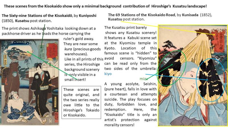 Kusatsu, The Sxty-nin Stations of the Kiskaido, Kuniyoshi 1850, The 69 stations of the Kisokaido roads Kunisada 1852
