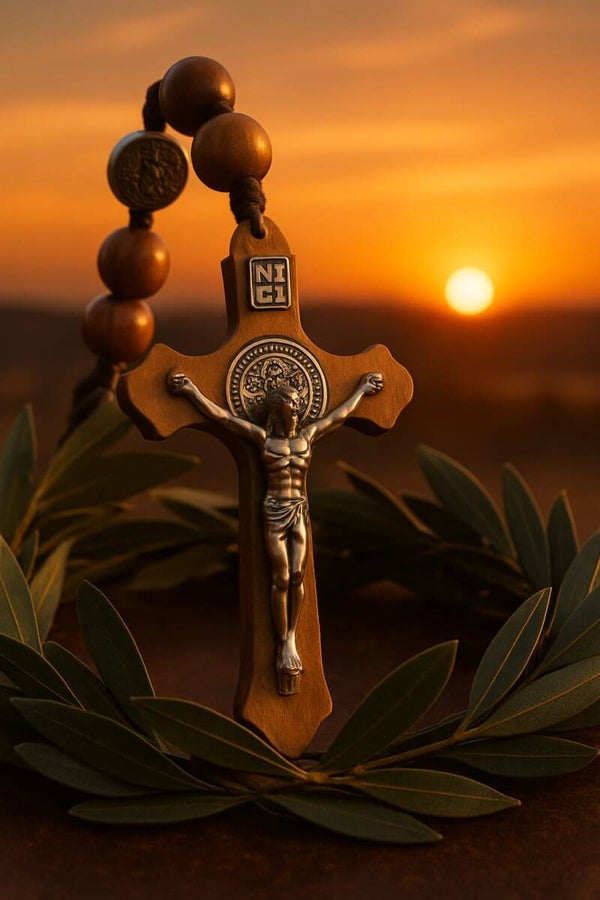 Chapelet en bois d'olivier sacré - Héritage spirituel et protection divine