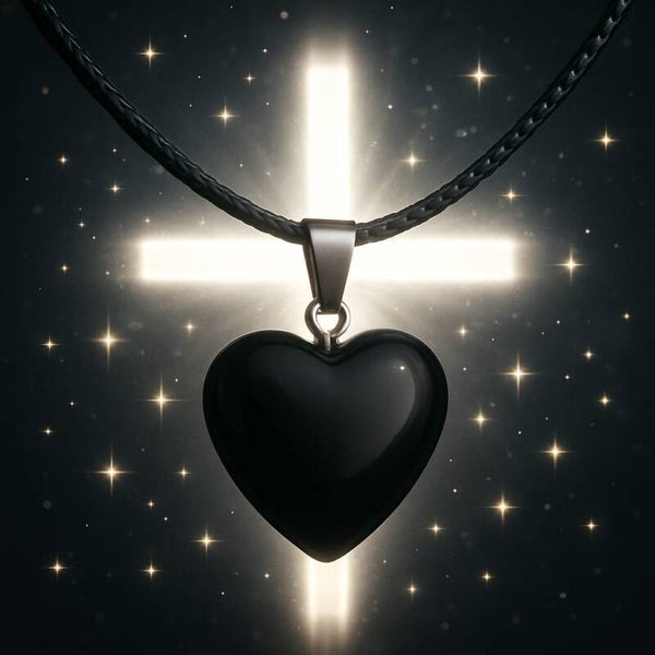 Collier pendentif en coeur en obsidienne oeil céleste - Protection puissante et sérénité au quotidien
