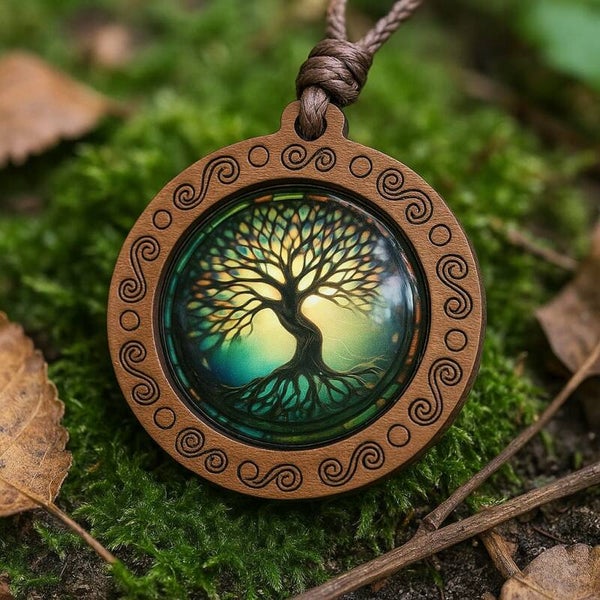 Collier artisanal en bois réglable - Élégance naturelle et ancrage spirituel