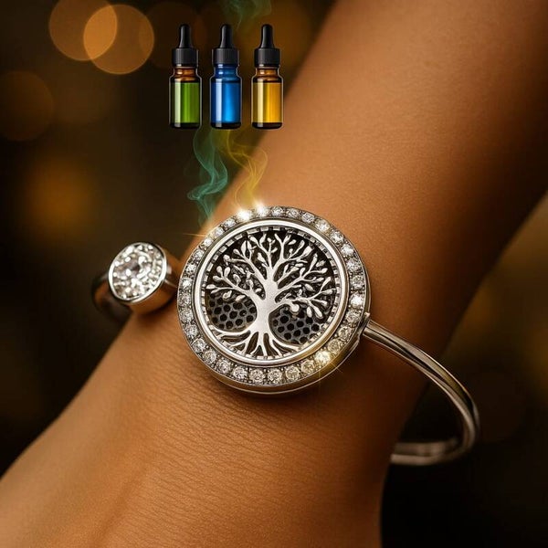 Magnifique bracelet diffuseur d'huiles essentielles en acier inoxydable