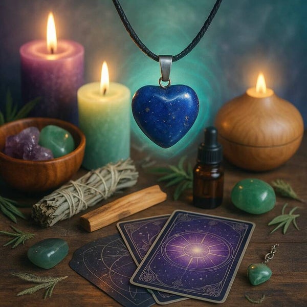 Collier pendentif coeur en lapis-lazuli