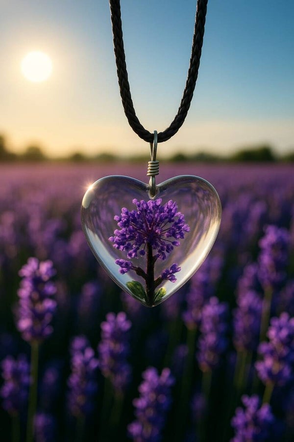 Collier pendentif Arbre de Vie en forme de coeur violette