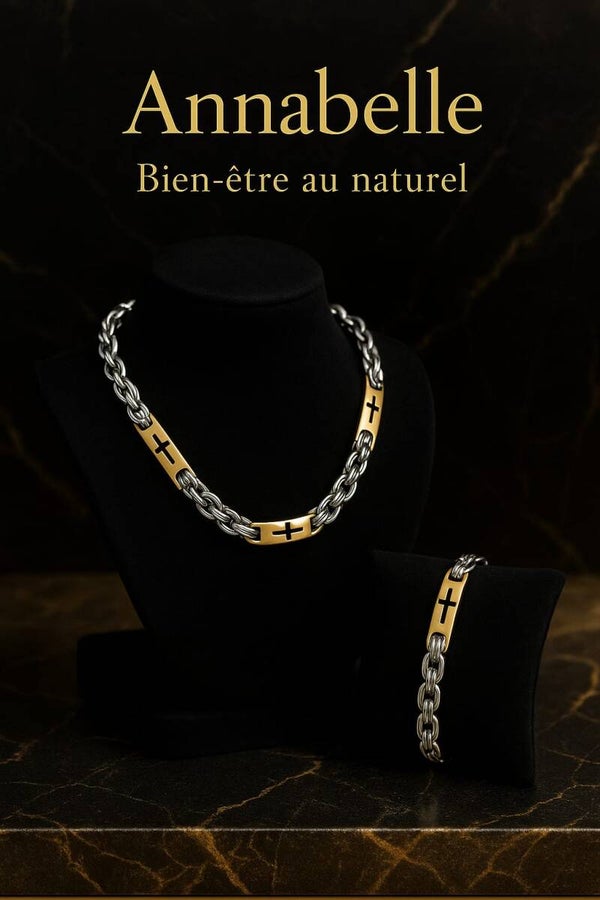 Parure homme luxe en acier inoxydable - Puissance, Protection & Élégance
