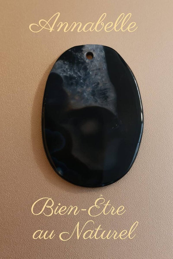 Éclat Minéral - Pendentif Agate Noire Prestige Véritable