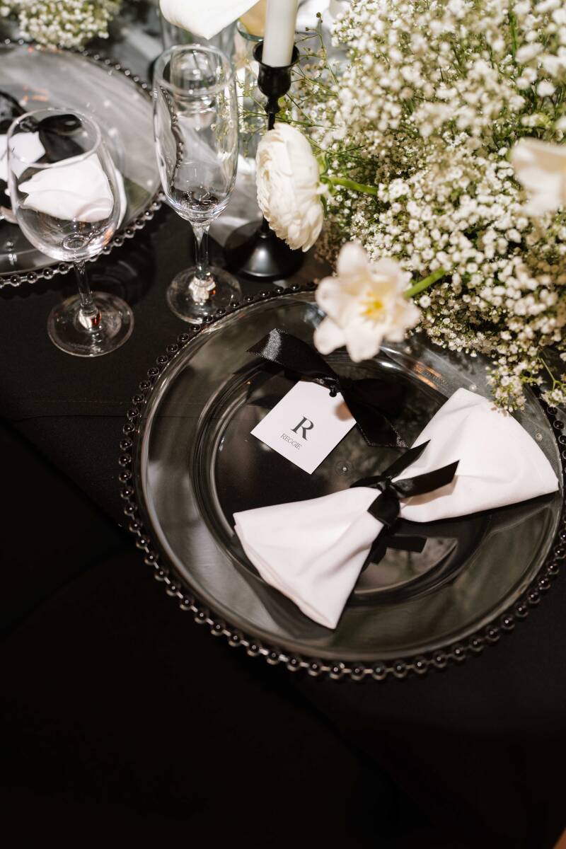Black beaded charger plates 
