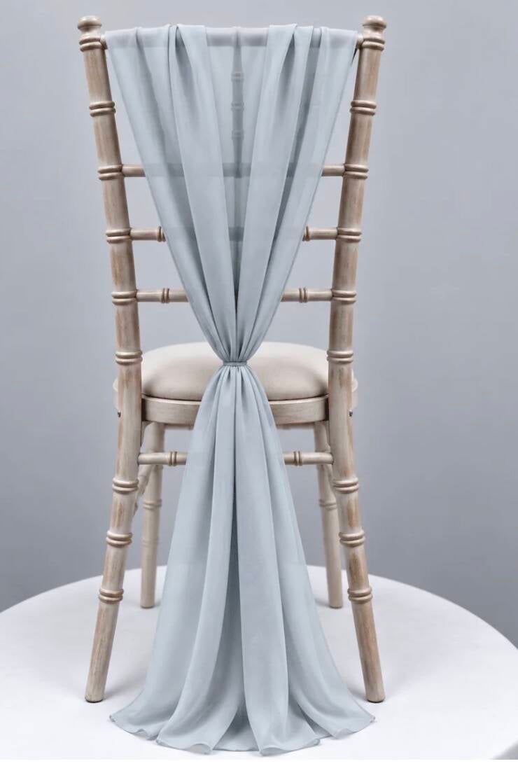 Pale blue chiffon  drapes 