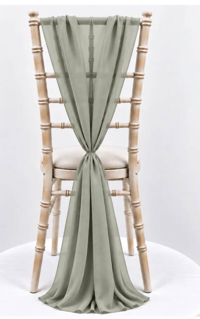 Sage green chiffon drapes 