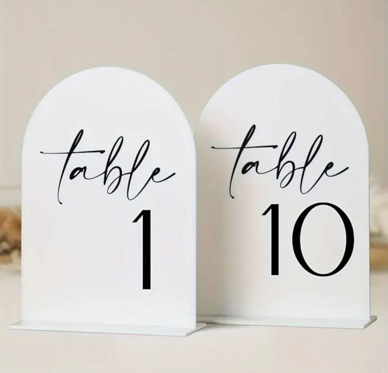 White table numbers 